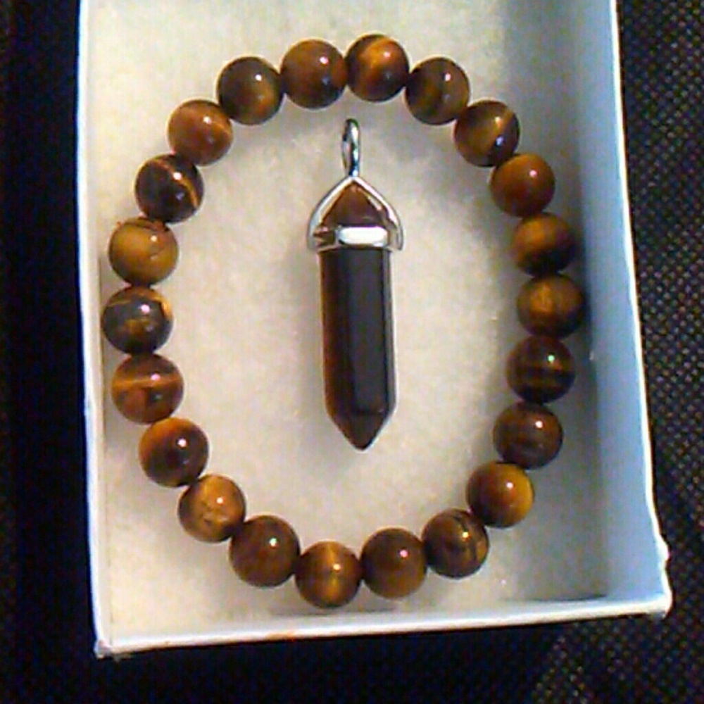 Tiger's Eye bracelet with matching pendulum